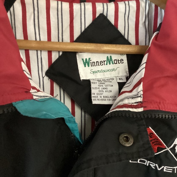 Corvette WinnerMate Colorblock Windbreaker Black/Red Jacket size XL - Picture 10 of 10